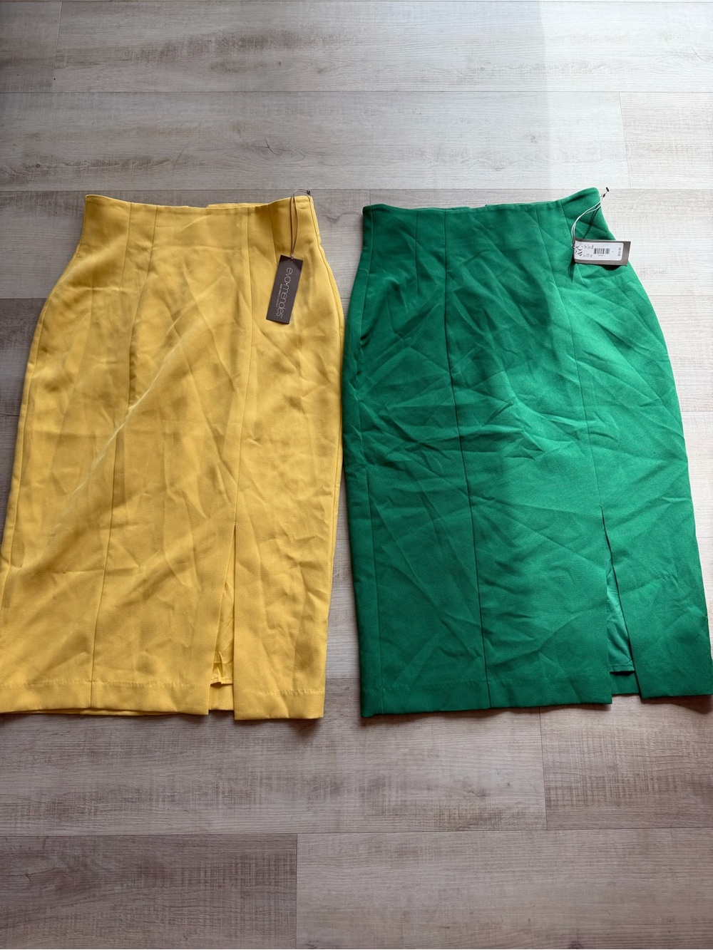 eva mendes for New York & Company Yellow and Green Pencil Skirt Set